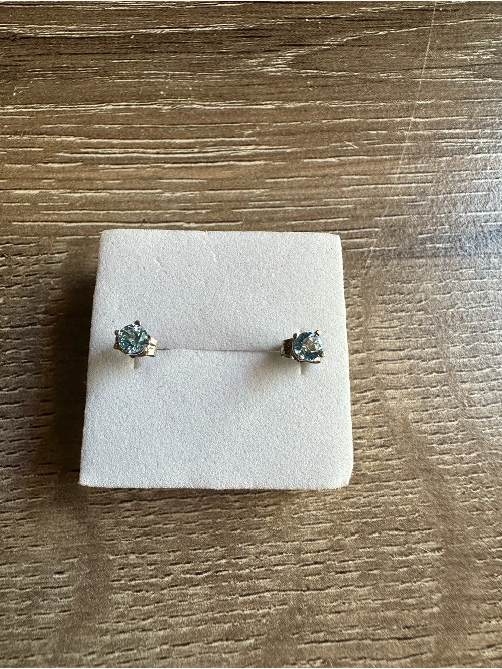Icy Blue Topaz 10k White Gold Stud Earrings With 10k Gold Backs